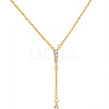 Brass Micro Pave Clear Cubic Zirconia Tassel Lariat Y Necklaces for Women WGB9A21-01-1