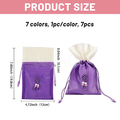 7Pcs 7 Colors Rectangle Cloth Sachet Packing Pouches ABAG-CA0001-19-1