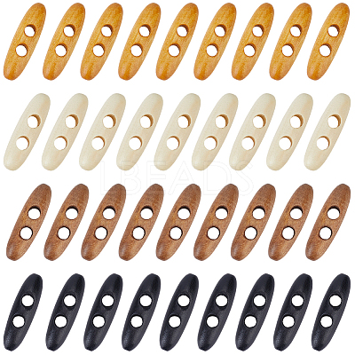 60Pcs 4 Colors 2-Hole Wood Buttons BUTT-GF0004-25A-1