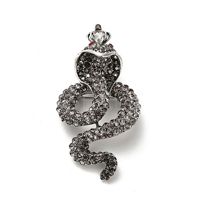 Snake Rhinestone Brooch Pin JEWB-A034-08AS-1