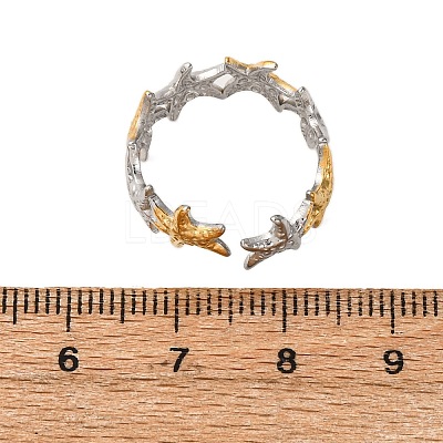 304 Stainless Steel Double Color Cuff Rings RJEW-S635-01GP-P-1