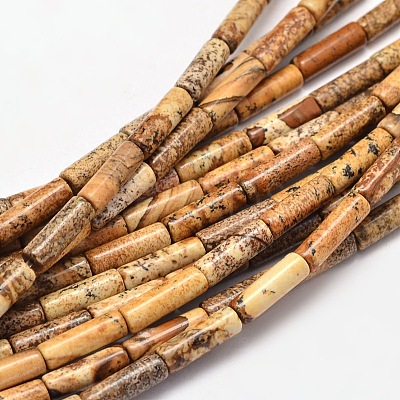 Natural Picture Jasper Column Beads Strands G-F247-04-1