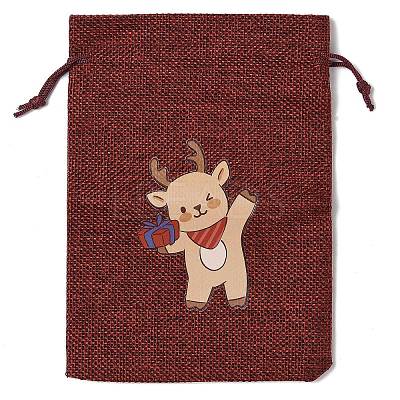 Christmas Theme Jute Cloth Storage Bags ABAG-F010-01B-01-1