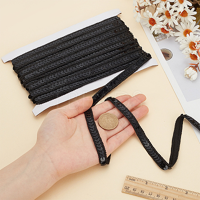 Sparkle Polyester Lace Ribbons OCOR-WH0090-67D-1
