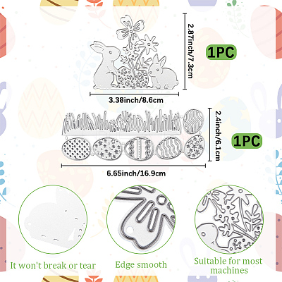 2 Styles Easter Egg & Rabbit Cutting Dies Stencils DIY-CP0012-03-1