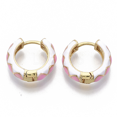 Brass Huggie Hoop Earrings EJEW-S209-05-1