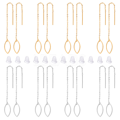 8 Pairs 4 Colors 304 Stainless Steel Ear Thread EJEW-UN0002-03-1