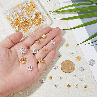 360Pcs 12 Styles Alloy & Brass Bead Caps FIND-HS0001-89-1
