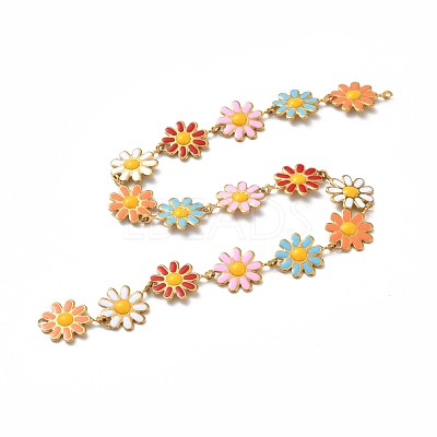 PVD Vacuum Plating 304 Stainless Steel Flower Link Chains CHS-C004-03G-1