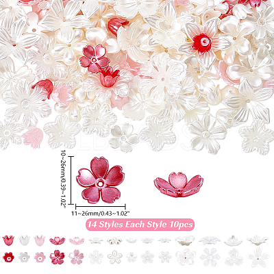 140Pcs 14 Colors Resin Bead Caps RESI-AR0001-56-1