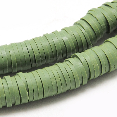 Flat Round Handmade Polymer Clay Bead Spacers CLAY-R067-3.0mm-43-1
