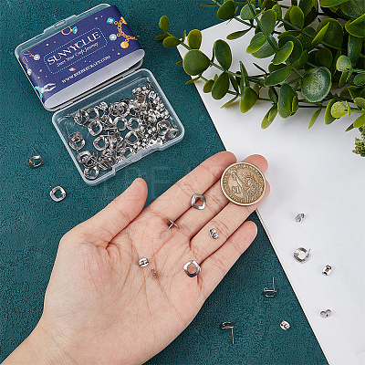 50Pcs 304 Stainless Steel Stud Earring Findings STAS-SC0006-51-1