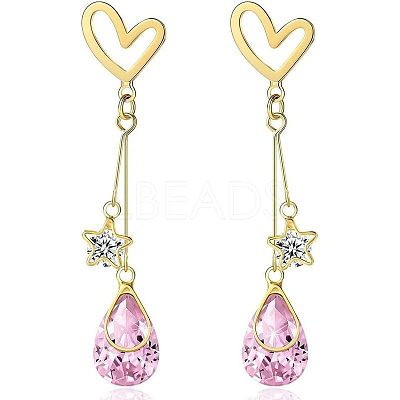 Alloy Rhinestone Heart & Star & Teardrop Stud Dangle Earrings for Women WG86E07-01-1