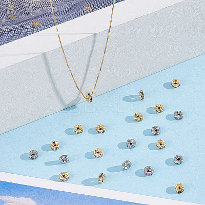 60Pcs 2 Colors 316 Surgical Stainless Steel Rhinestone Spacer Beads STAS-HY0002-08-1