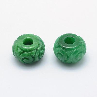 Natural Dyed Myanmar Jade/Burmese Jade Carved Rondelle European Beads G-E407-17-1