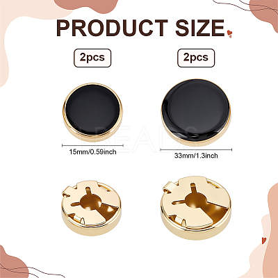 4Pcs 2 Styles Brass Black Enamel Cufflinks BUTT-ME0001-07G-1
