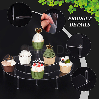 3-Tier Acrylic Semicircle Dessert Display Risers ODIS-WH0329-39-1