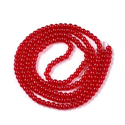 Baking Paint Imitation Jade Glass Round Bead Strands DGLA-Q021-4mm-05-A-1