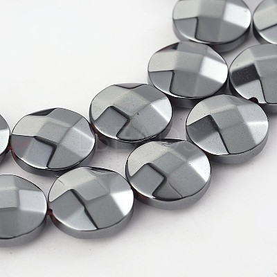 Electroplate Non-magnetic Synthetic Hematite Flat Round Bead Strands G-L368-05D-1