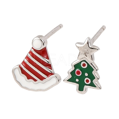 925 Sterling Silver Stud Earrings EJEW-F397-02P-1
