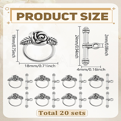 Tibetan Style Flower Toggle Clasps FIND-LP0007-43-1