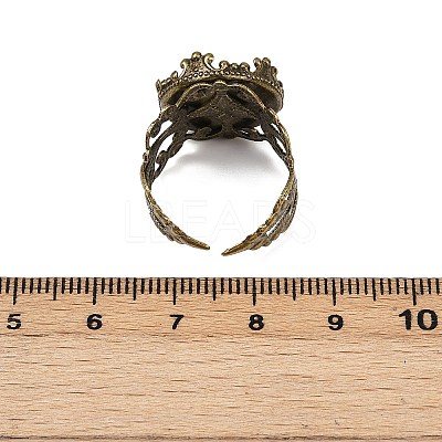 Adjustable Antique Bronze Tone Filigree Brass Ring Component Cabochon Settings X-KK-G020-A-1