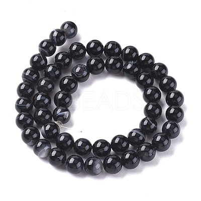 Natural Black Agate Beads Strands G-G582-6mm-60-1