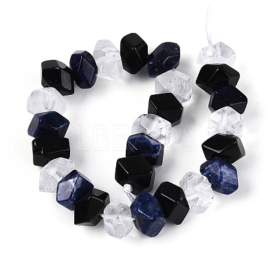 Natural Obsidian & Sodalite & Quartz Crystal Beads Strands G-N358-01A-02-1