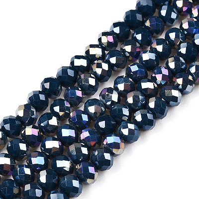 Electroplate Glass Beads Strands EGLA-A034-P6mm-B13-1
