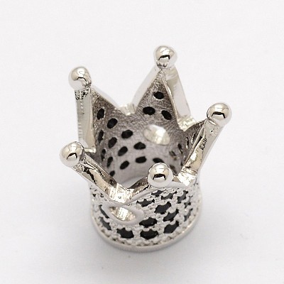 Crown Brass Micro Pave Cubic Zirconia Beads ZIRC-P013-02-FF-1