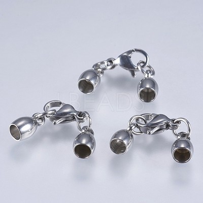 Tarnish Resistant 201 Stainless Steel Cord Ends STAS-F145-03P-8x4mm-1