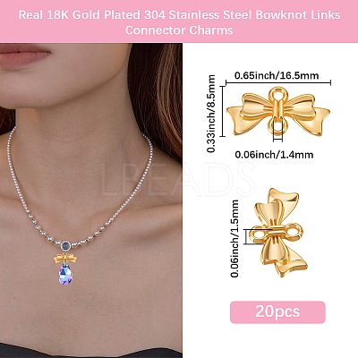 20Pcs 304 Stainless Steel Bowknot Links Connector Charms STAS-BBC0010-46-1