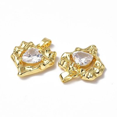Brass Micro Pave Cubic Zirconia Pendants KK-P223-51G-03-1