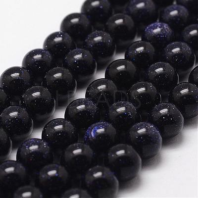 Synthetic Blue Goldstone Beads Strands G-D840-81-4mm-1