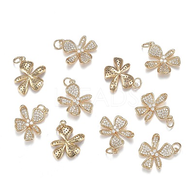 Brass Micro Clear Cubic Zirconia Pendants ZIRC-F120-043G-1