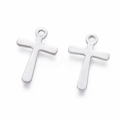 Tarnish Resistant 201 Stainless Steel Tiny Cross Charms STAS-L233-081P-1