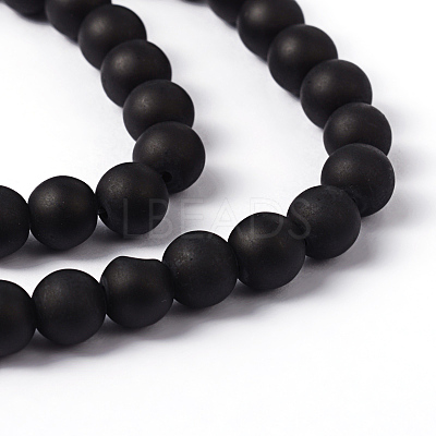 Baking Paint Frosted Glass Bead Strands X-GLAA-S031-8mm-38-1