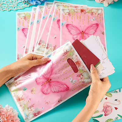 10Pcs Rectangle with Butterfly Pattern Paper Gift Bags CARB-TAC0002-04-1