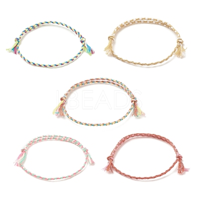 5Pcs Macrame Cotton Braided Cord Anklets Set AJEW-AN00486-03-1
