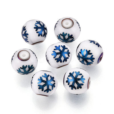 Christmas Opaque Glass Beads EGLA-R113-01F-1