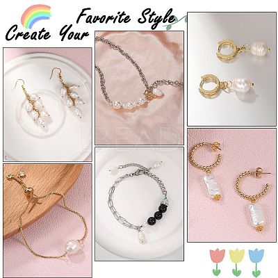 60Pcs 3 Styles Natural Cultured Freshwater Pearl Pendants PALLOY-SW0008-02-1