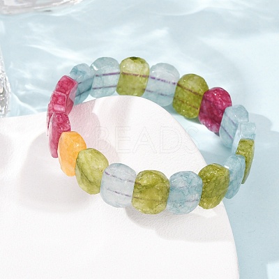 Dyed Natural White Jade Beaded Stretch Bracelets for Unisex G-K303-01K-04-1
