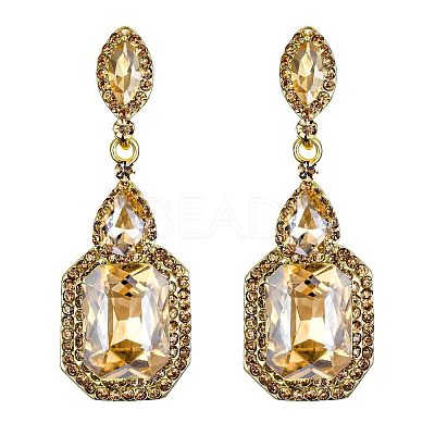 Brass Rhinestone Dangle Stud Earrings FS-WG9D6B6-09-1