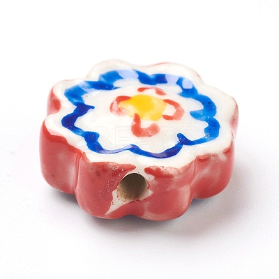 Handmade Porcelain Flower Beads PORC-J008-04D-1