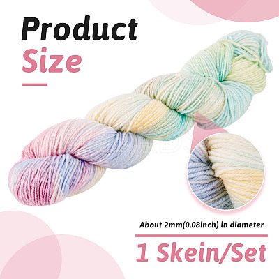 1 Skein 80% Wool 20% Acrylic Fiber Rainbow Segment Dyed Yarn OCOR-TA0003-02B-1