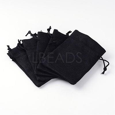 Polyester Imitation Burlap Packing Pouches Drawstring Bags ABAG-R005-9x12-09-1