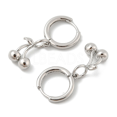 Brass Cherry Hoop Earrings EJEW-M077-19P-03-1