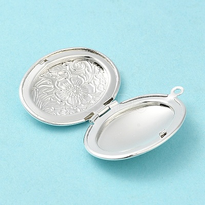 Rack Plating Brass Locket Pendants KK-K277-03S-1