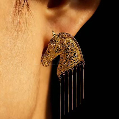 Alloy Horse Tassel Earrings for Women WG227FF-01-1