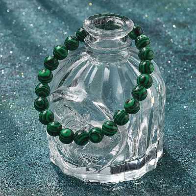 Synthetic Malachite Bead Stretch Bracelets X-BJEW-K212-B-031-1